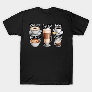 Hand drawn Coffee Drinks T-Shirt